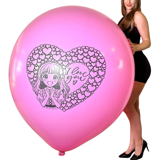nastila balloons x BELBAL 36" Rundballon | Valentines Anime Girl