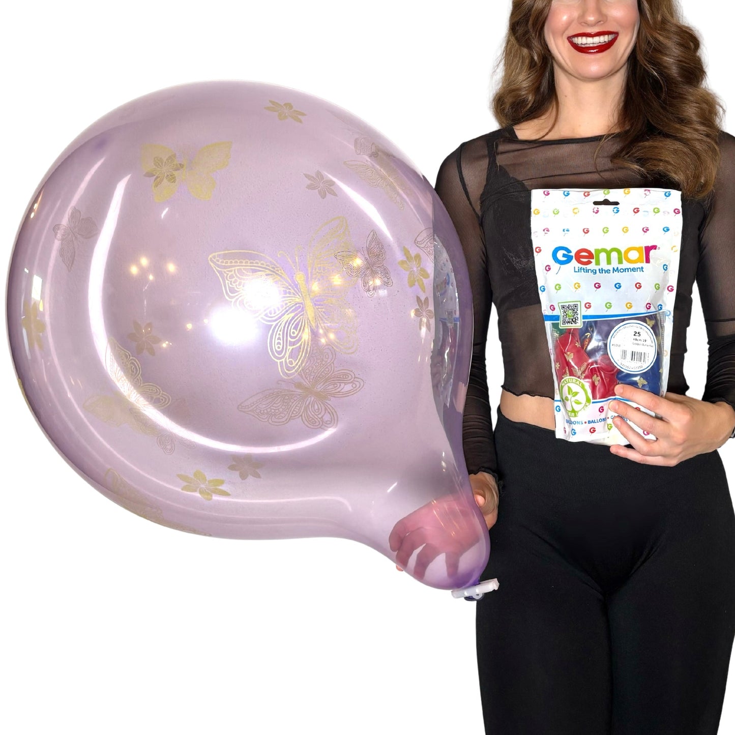 GEMAR 19" Rundballon | Golden Butterflies Kristall Mix (25 Stück Beutel) - nastila balloons