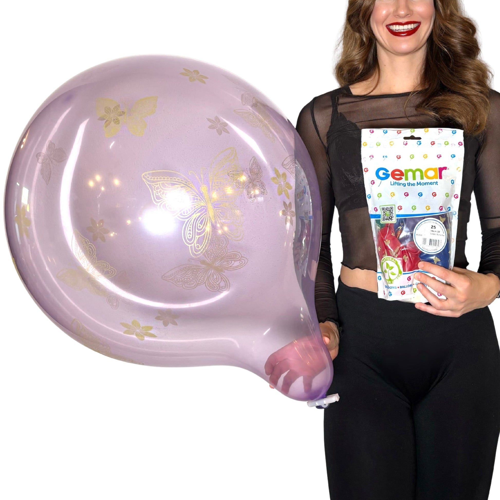 GEMAR 19" Rundballon | Golden Butterflies Kristall Mix (25 Stück Beutel) - nastila balloons