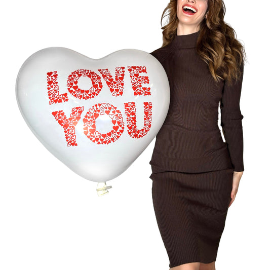 Cattex 25 printed love you giant heart looner balloon