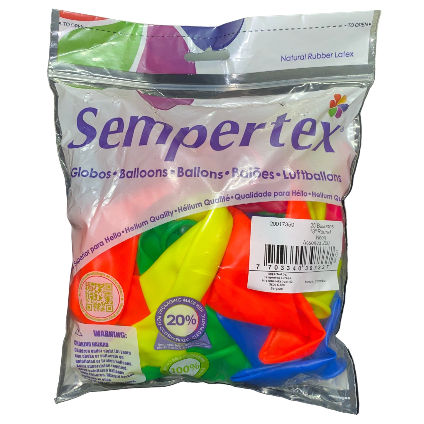 SEMPERTEX 18" round balloon | neon