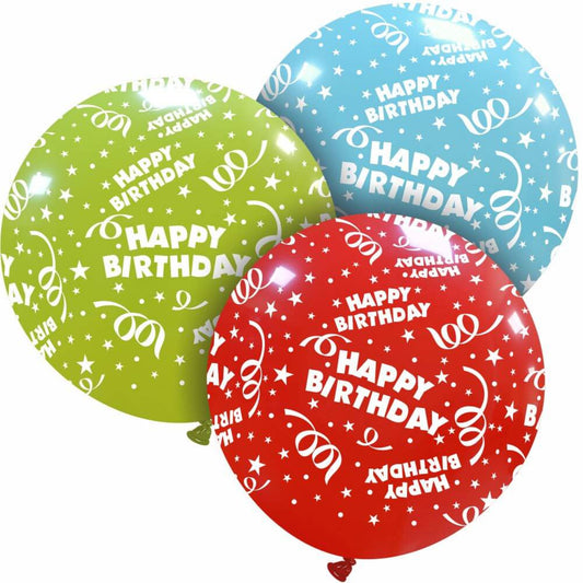 CATTEX 32" Rundballon | Happy Birthday All Around (zufällige Farbe) - nastila balloons
